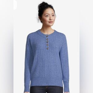 Madewell Blue Donegal Rob Knit Henley Sweater